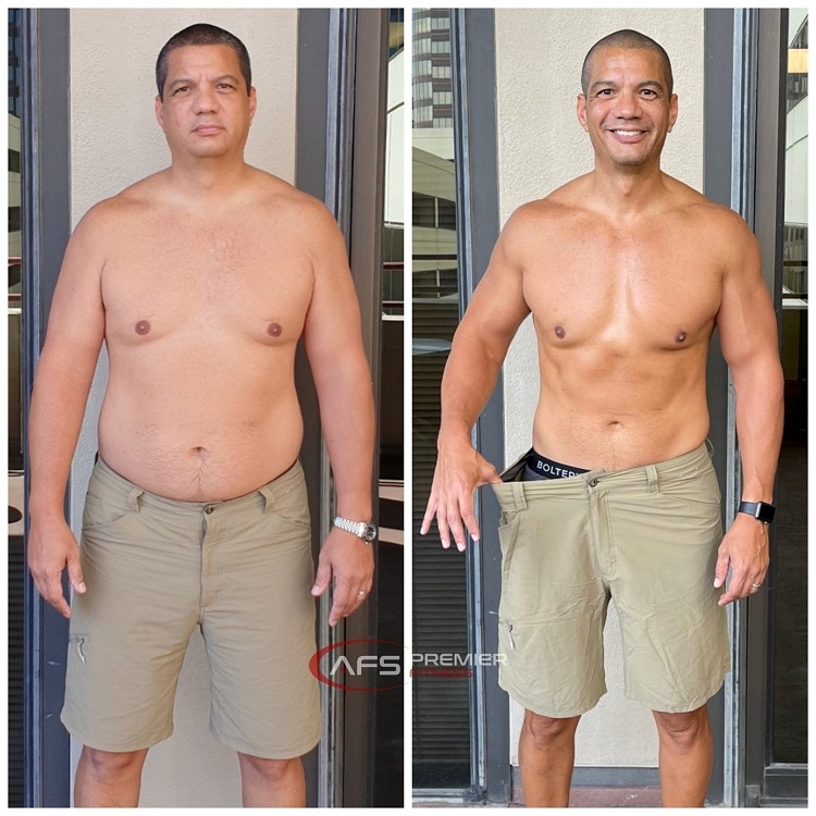 Kevin's weight loss journey with AFS Premier Fitness personal trainers in Dallas